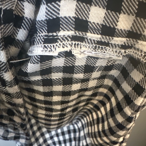 GAP Black & White Gingham Ruffle Neck Peasant Blouse XS Cottagecore - Picture 7 of 8